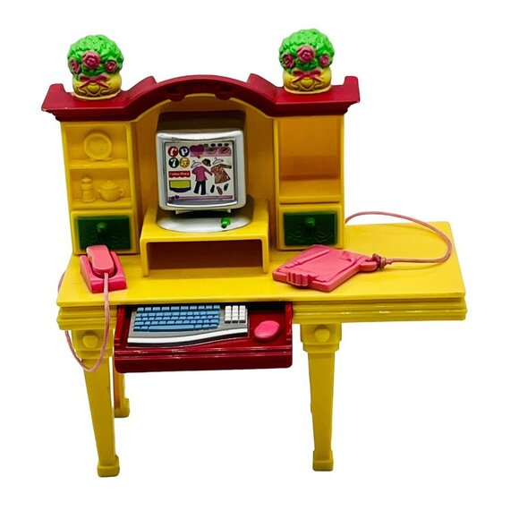 Fisher Price Loving Family Dollhouse Computer Desk Hutch 2006 Work From Home - Picture 1 of 12